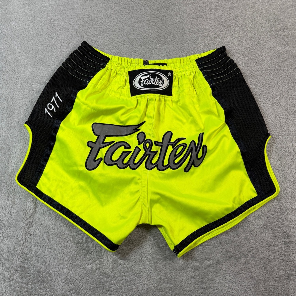 Fairtex Muay Thai Shorts Men Small Neon Yellow Black‎ Since 1971